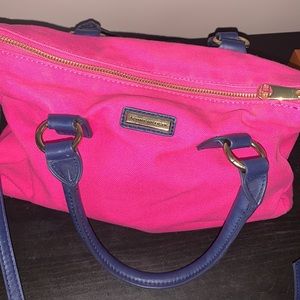 Pink and Navy canvas Tommy bag handles & long strap